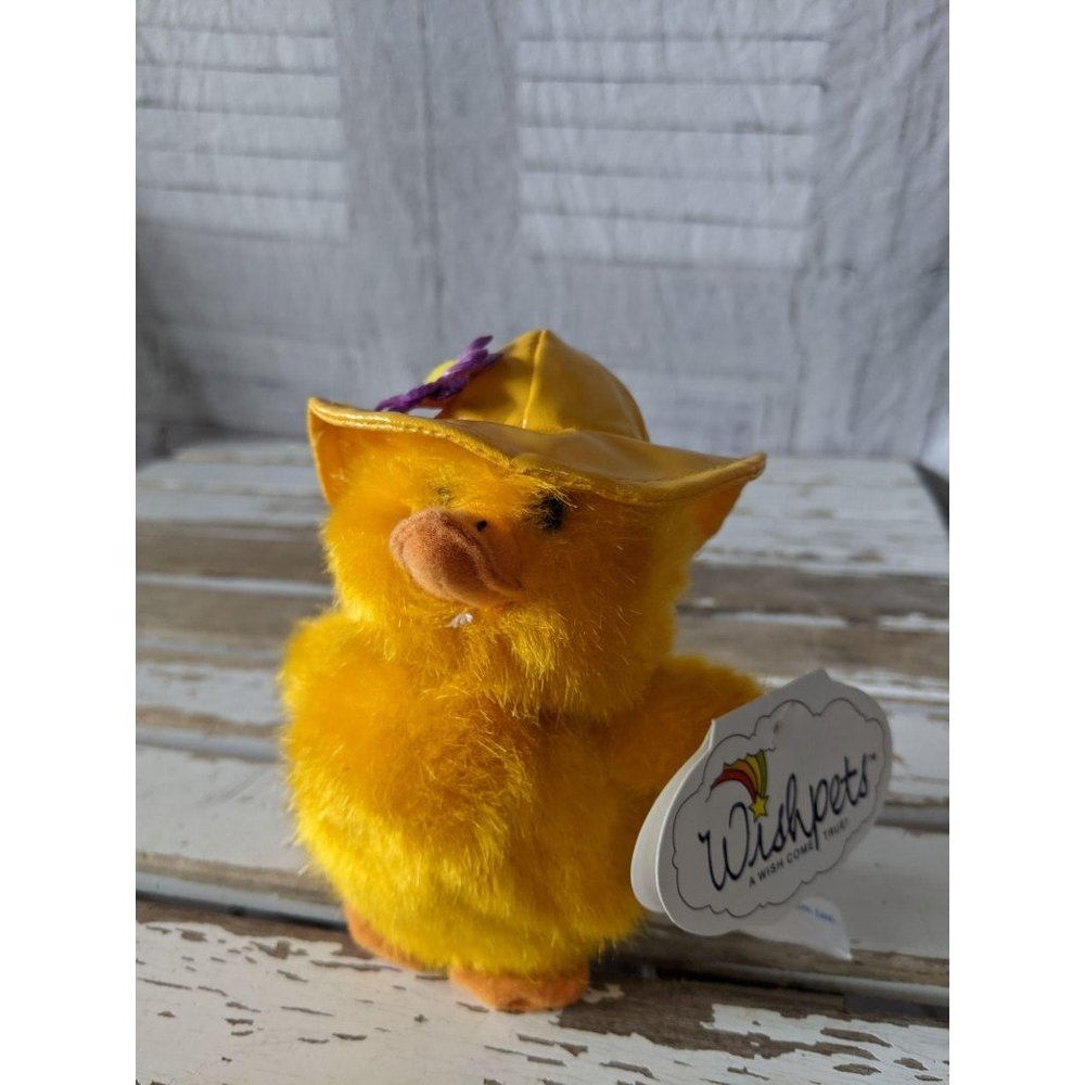 Wishpets Squeaker Spring Duck Yellow Easter rainco